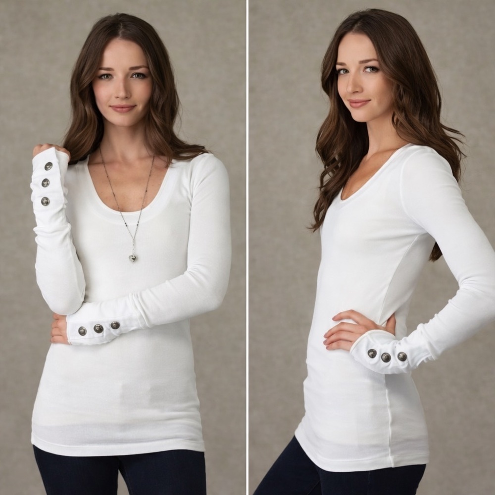 ❤️RARE Free People Moto Cuff Thermal Long Sleeve Top